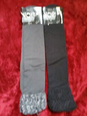 Jacques Moret Fleece Lined Knee High Boot Cuff Socks 2pair Women's size 9-11 New